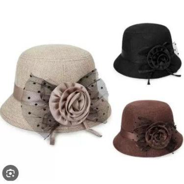 Imagem de Chapéu  Cloche Retro  Anos 30 brim adulto ou infantil com detalhe de f