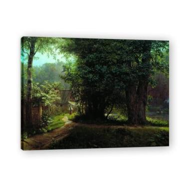 Imagem de Lev Lagorio Prints. Pintura de arte de parede paisagem marítima. Pôster de reprodução de impressões em tela de paisagem para decoração de casa (paisagem com árvores). Moldura interna 60 x 80 cm - 23,7