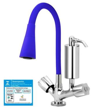 Imagem de Torneira Gourmet Cozinha Filtro Cone 2 Jatos Azul C50 - Furkin