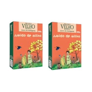 Imagem de Kit 2 Amido Milho Não Transgênico Mano Velho S/ Glúten 400g