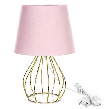 Imagem de Abajur Cebola Dome Rosa Com Aramado Dourado