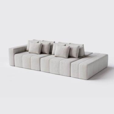 Imagem de Sofá Modulado Ilha Santorini 2,70m x 1,80m em Boucle Bege - Home Mobil