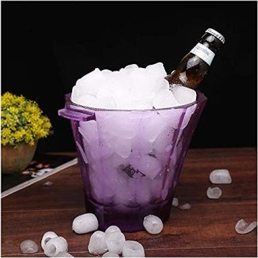 Imagem de FTOQWZXV Balde de gelo, balde de vinho isolado acrílico de 3,2 L, balde de gelo ideal mantém o gelo congelado por mais tempo para festas, alça de transporte fácil, para cubos de gelo garrafas de