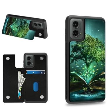 Imagem de Dikoer Capa carteira verde árvore para Moto G Stylus 5G 2024 6,7 polegadas com compartimentos para cartão de crédito e proteção de silicone macio à prova de choque com compartimentos para cartão para