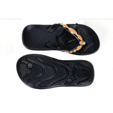 Imagem de Chinelo Anatômico Alcalay Feminino Pedras Resina, Laranja néon, 35