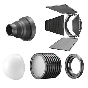 Imagem de Godox Kit de montagem magnética para luzes LED MS60Bi MS60R RS60R RS60Bi e flashes de cabeça redonda V100 V1 Pro AD100 Pro, inclui portas de celeiro, difusores, Snoot, grade e bolsa de transporte