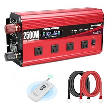 Imagem de Cantonape 2500W Power Inverter 12V to 110V DC to AC with LCD Display, Remote Controller 4 x AC Outlets and 4 x 3.1A USB Car Adapter for Car Truck Boat RV Solar System