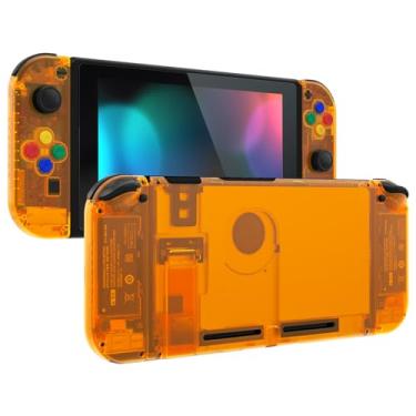 Imagem de eXtremeRate Botões de substituição DIY para Nintendo Switch, placa traseira para console Switch, caixa com botões coloridos para controle portátil Joycon - Laranja transparente [Sem peças eletrônicas]