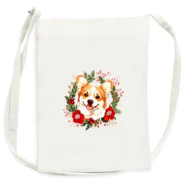 Imagem de BJDAMAI Mini bolsa de lona para adolescentes e meninas, pequena bolsa com alça de ombro para celular, chaves, batom, moeda!, Corgi