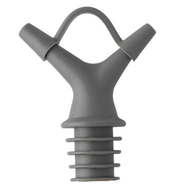 Imagem de Bico Dosador Duplo Para Garrafas Azeite Vinagre Em Silicone Cinza