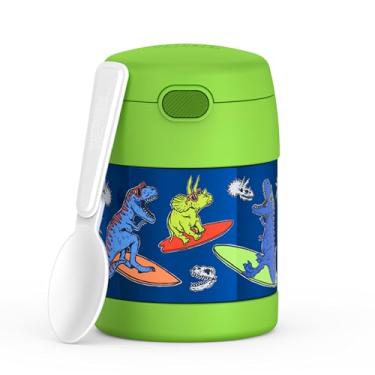 Imagem de THERMOS FUNTAINER Pote isolado para alimentos, 283 g, pote de comida adequado para crianças com colher dobrável, dinossauros ousados