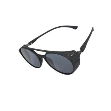 Imagem de Óculos de Sol Redondo Steampunk Retrô Vintage Premium Proteção UV400 em Acetato Italiano Estilo Clássico Moderno Unissex Masculino Feminino - Modelo Floripa - Cacife Brand (Preto)