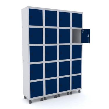 Imagem de Armário Locker Roupeiro 20 Portas Aço Grp 504/20 Pandin Móveis Cinza/azul Del Rey