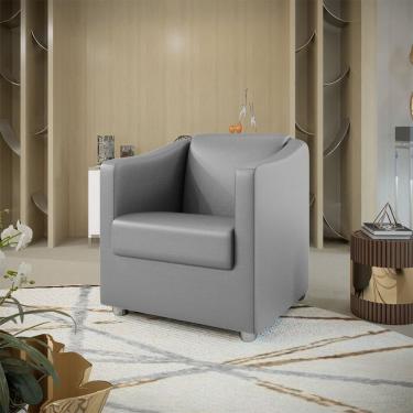 Imagem de Poltrona Decorativa Sala De Estar Malu Corino Cinza Claro
