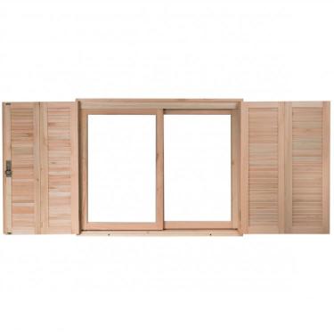 Imagem de Janela 4 Folhas com Caixilhos de Correr para Vidros Inteiros e Venezianas de Abrir