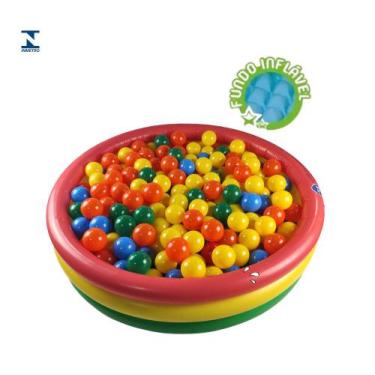 Imagem de Piscina Com Bolinha Inflável Infantil 126 Lts Fundo Inflável 50 Bolinh