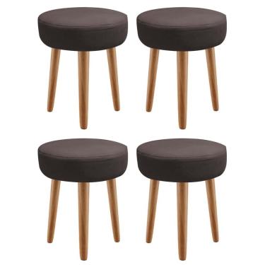 Imagem de Kit 04 Banqueta Alta Julya Industrial 55Cm Pé Palito Castanho Sintético Marrom - Amey Decor