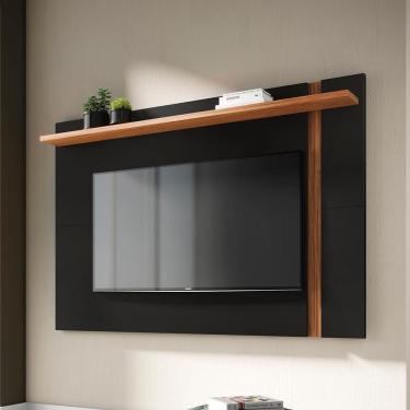 Imagem de Painel Home Colibri Leme Para Tv De Até 70 Preto Fosco Com Noce Milano