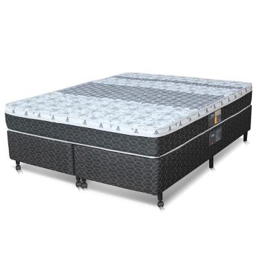 Imagem de Cama Box King Size Castor Sleep Class Com Mola Bonnel 64x193x203cm Branco Com Cinza