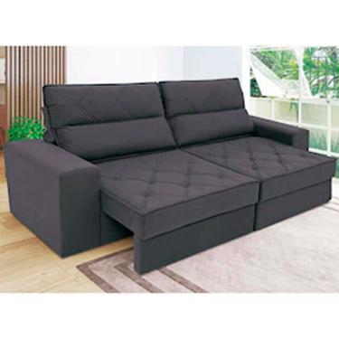 Imagem de Sofá 4 Lugares Fassatti Retrátil E Reclinável Em Suede Linoforte Grafite