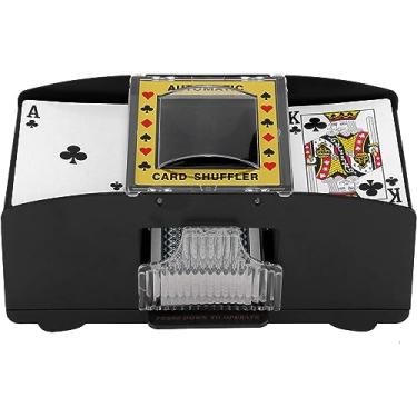 Imagem de Baralho automático de cartas com 2 baralhos – máquina de embaralhar cartas de pôquer elétrica operada por bateria, jogo de cartas de cassino para UNO, Phase10, Texas Hold'em, Blackjack, embaralhador