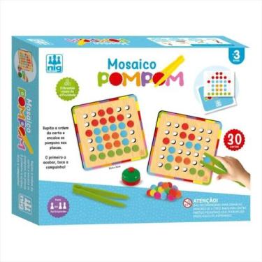 Imagem de Jogo Educativo Montar Mosaico Pompom Madeira Nig