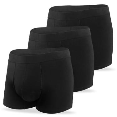 Imagem de REELINDRY Cueca boxer masculina à prova de vazamento, alta absorção, 65 g, controle de odor, vazamento, lavável, pacote com 3 (3 pretas, 6GG)