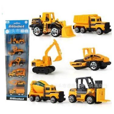 Imagem de 6 Mini Escavadeira Trator Retroescavadeira Rolo Betoneira, Amarelo