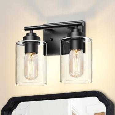 Imagem de SKEJAO Luminária De Penteadeira Sobre Espelho, Arandela Parede Com 2 Luzes Para Banheiro E Quarto (Preto)