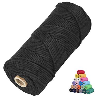 Imagem de KMALADO Cordão De Macramê Natural - 3 Mm X 109 Jardas, Algodão Colorido, Preto Macio Para Artesanato, Jardas