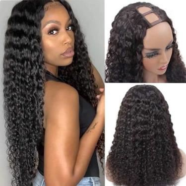 Imagem de ROYAL IMPRESSION Peruca De Cabelo Humano Brasileiro Com Ondas Profundas, Para Mulheres Negras, Virgem, Remy, Cacheada, Sem Cola, Cabeça Inteira, Presilhas, Formato Meio, Densidade 180%, Cor Natural