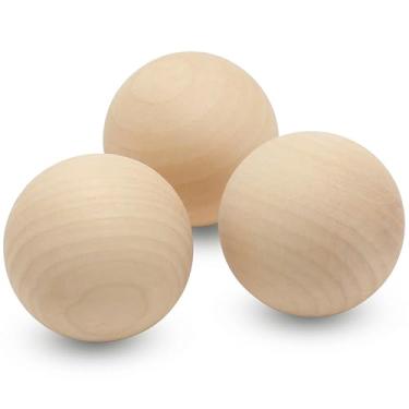 Imagem de Woodpeckers Bolas De Madeira Redondas 4" Para Artesanato, Saco Com 3 Bétula Lisas E Inacabadas, Esferas, Por