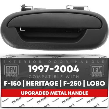 Imagem de Maçaneta externa da porta do motorista, metal atualizado - compatível com Ford F-150, 97-99 Ford F-250, 98-03 Ford Lobo 1997-2003 - preto texturizado com fechadura - OEM YL3Z-1522405-AAA-MT