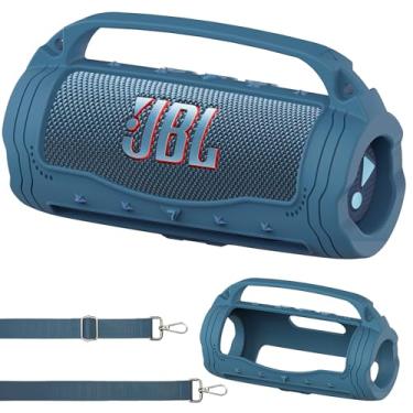 Imagem de Capa de silicone para alto-falante Bluetooth portátil JBL Flip 7, acessórios para JBL Flip 7 Bold Pro AI Sound Bluetooth Speaker Capa protetora com alça de silicone (azul)