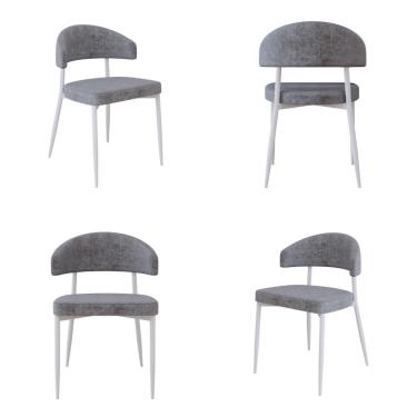 Imagem de 4 Unidades Cadeira Bless Fixa C/4 Pés 53 X 55 X 78cm Pés Brancos. Lautrec Cinza Lautrec Cinza