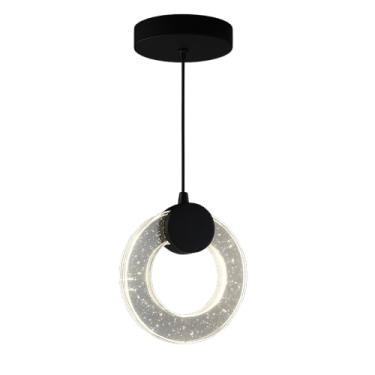 Imagem de Lustre Pendente Moderno Led Arco De Cristal Bolhas Preto Bivolt 3500k