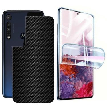 Imagem de Película Hidrogel + Adesivo Fibra De Carbono Para Motorola One Macro - Preta