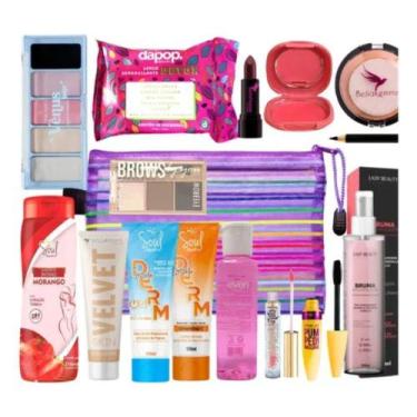 Imagem de Kit Maquiagem Pincel Sombra Base Pó Bella Femme Pele Morena - Nova Ave