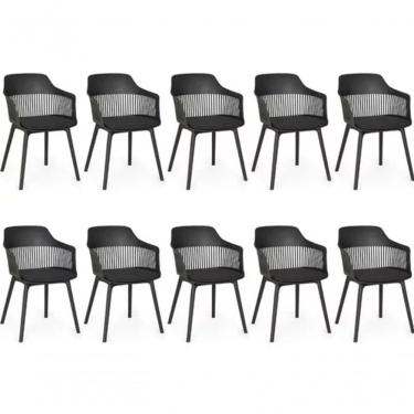Imagem de Kit 10 Cadeiras De Jantar Estofada Marcela - Preto