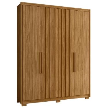 Imagem de Roupeiro Ripado 4 Portas Lisboa Com Espelho Freijó