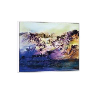 Imagem de MUHJDYC Zao Wou-ki Pintura famosa abstrata - imagem de arte em tela - arte de parede para sala de estar - reprodução de impressões (sem título 10) moldura branca 20x25cm-8x10in