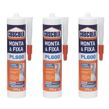 Imagem de KIT 3 COLA CASCOLA MONTA E FIXA PL600 INTERNO EXTERNO 375g FORTE - Hen