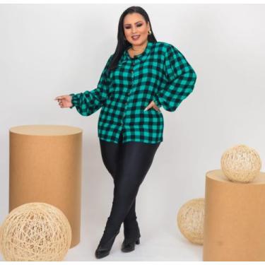 Imagem de Camisa Xadrez Plus Size Feminina Numeração do 46 ao 56 - Plena Pluss