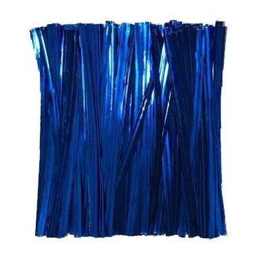 Imagem de 100 Fecho Lacre Metalizado Araminho Amarrilho Colorido - AAZ, Azul