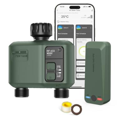 Imagem de Shrivee Temporizador de água WiFi de 2 zonas para mangueira de jardim, temporizador de irrigação inteligente com alcance de RF de 300 metros, controle de irrigação de sistema inteligente de irrigação