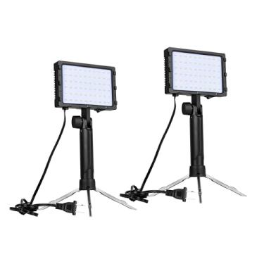 Imagem de EMART Kit de iluminação fotográfica portátil contínua de 60 LEDs para mesa, câmera fotográfica, estúdio de gravação de vídeo, lâmpada com suporte de tripé ajustável e filtros de cor – 2 pacotes