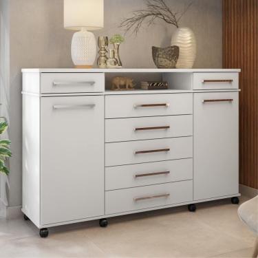Imagem de Comoda 7 Gavetas 2 Portas Texas Branco