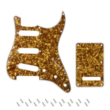 Imagem de Banworks 4 Ply Strat SSS Pickguard 11 furos Pickguard Placa de risco com placa traseira Conjunto de capa Tremolo Tremolo de 6 furos para EUA/Mexicano Estilo Moderno Padrão Stratocaster ST JT/HB-08