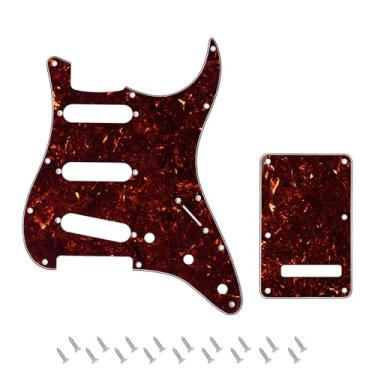 Imagem de Banworks 4 Ply Strat SSS Pickguard Placa de arranhão com 11 furos com placa traseira Conjunto de capa Tremolo Tremolo de 6 furos para USA/Mexican Modern Style Standard Stratocaster ST JT/HB-08 marrom