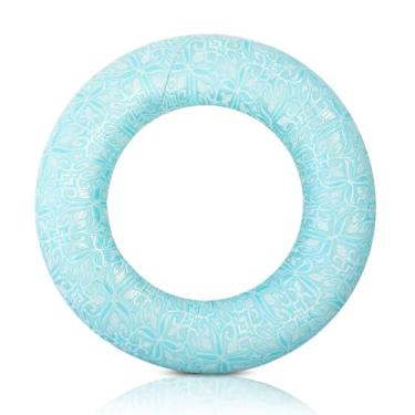 Imagem de UPCEED Almofada de canto para tigelas de canto tibetanas, almofada redonda de brocado de seda feita à mão para cura de som e acessórios de tigelas de som de cristal (azul ciano, 6,7 polegadas)